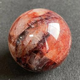 Decorative Figurines 197g Natural Stone Red Clear Quartz Crystal Ball Rainbow Sphere Polished Rock Reiki Healing Z317