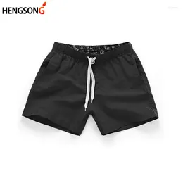 Men's Swimwear HENGSONG Summer Man Briefs Mid Waist Beach Short Pants Straight Drawstring Surf Shorts Four Colours S-2XL Men