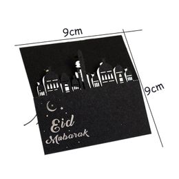 Gold Silver Black Eid Mubarak Postcards Ramadan Party Paper Cards Happy Eid Muslim Party Ramadan Kareem Table Decorations