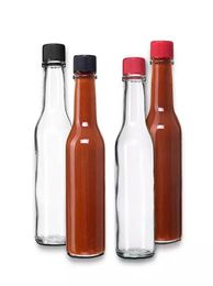 5oz Woozy Round Glass Sauce Tomata Glass Bottles Clear Glass Woozy Bottles with Dripper Inserts 150ml Case of 12pcs with Screw Cap8113212
