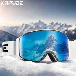 Outdoor Eyewear Kapvoe Ski Goggles Snow Snowboarding Goggle Skiing Winter Sports Mask for Men Women Anti-Fog UV400 Protection Snowmobile Glasses Y240410