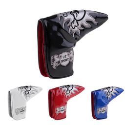 Golf Blade Putter Head Cover Headcover & Cool Funny Skull Pattern, Magnetic Bar Closure