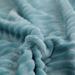 Soft Solid Stripe Throw Winter Warm Flannel Fleece Blanket Cover Home Decor Sheet Bedspread Sofa Towel For Living Room
