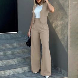 Women's Two Piece Pants Women Blazer Vest Set Sleeveless Tank Tops Straight Leg Chic V-Neck Female Suit Tracksuit