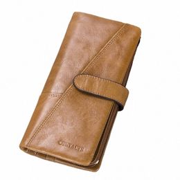 contact's Retro luxury Genuine Leather Women Men Wallets High Quality Brand Design Zipper Wallet Womens Purses For Card Holders 94i7#