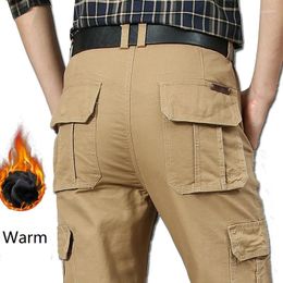 Men's Pants Cargo Men Multi-pocket Baggy Fleece Casual Trousers Winter Autumn Joggers Plus Size 40 42 44