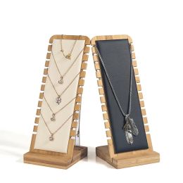 Newest Bamboo Jewelry Display Stand Necklace Earring Display Stand Multiple Necklace Easel Showcase Display Holder for Necklaces