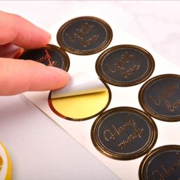 80pcs/pack Round Black Bronzing Handmade Sticker Seal Lables Scrapbooking Envelopes Gift Decoration