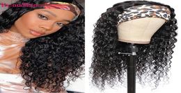 Water Wave Human Hair Wigs Peruvian Curly Headband Wig Human Hair Wigs For Women 150 Remy Hair Scarf Wig1637266