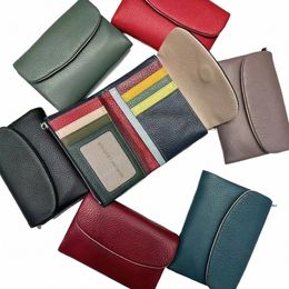 women's Cowhide Fi Short Wallet Soft Genuine Cow Leather Ladies Rainbow Coin Bag ID Card Holders Purse j4N9#