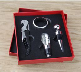 4 Piece Set Stainless Steel Wine Bottle Opener Sets Hippocampus Knife Stopper Pourer Accessories Home Supplies Bar Counter Tools B9809856