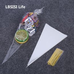 LBSISI Life 100pcs Transparent Candy Cookie Cake Bag DIY Birthday Gift Clear Plastic Packing Bags Party Wedding Favour Storage