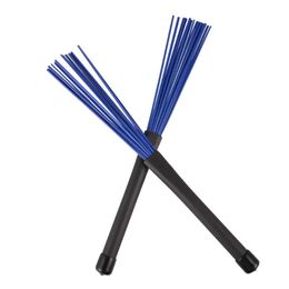 1 Pair 4 Colour Drum Brush Length 32cm Retractable Black Rubber Handle Design Nylon Brush Drum Sticks Bass Drum Taiko Drum