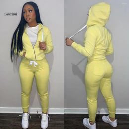 Women's Two Piece Pants Casual Women Sweatsuit Set Simple Zipper Hooded Top Sheath Trousers Female Sporty Active Tracksuits Outfit