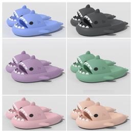 New Luxury Designer Quality shoes sandal Summer Shark Slippers Shark Slides black white Thick Soled Shoes Kids flat sandals Gradient Flip Flops