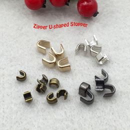 10 Pcs / Lot #5 U-shaped Zipper Stopper Top Stop Bottom Rescue Repair Set Silver Gold Bronze Zipper Accessories P063