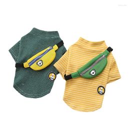 Dog Apparel Japanese And Korean Version Of Autumn Clothes Backpack Striped T-shirt Teddy Pet Clothing