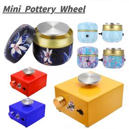 Electric Pottery Wheel Potter's Wheel Forming Machine Mini Pottery Turntable With Tray & Sculpting Kit DIY Ceramic Clay Tools