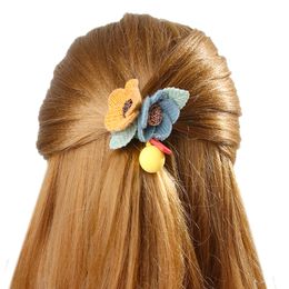 Elastic Women Girl Ponytail Holders Flowers Simple Hair Rope Hair Bands Cute Rubber Band Hair Ring Hair Tie Accessories