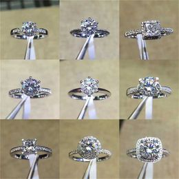 Band Rings Vintage Anniversary Ring Moissanite 925 Sterling Silver Eternal Engagement Wedding Ring Bridal Party Jewellery J240410