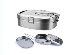 Stainless Steel Lunch Box Metal Bento Box Food Container Double Layer Lunch Box for Kids School Office Work Outside Camping6904688
