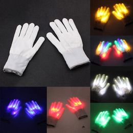 Party Decoration Halloween LED Flashing Finger Light Up Colorful Lighting Gloves Rave Props Poping259T