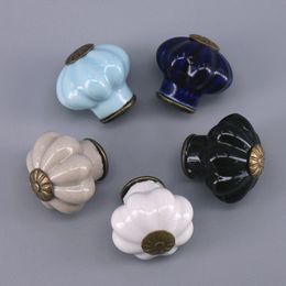 1PC Colourful Pumpkin Ceramic furniture knobs handles Kids Cute drawer dresser knobs Jewellery box pulls Dia 25mm/33mm