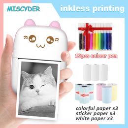 Printers Kids Portable Mini Thermal Printer Paper Photo Pocket Photo HD Printer 58mm Printing Wireless BT 200dp Printer Home Office Use