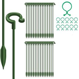 30Pcs Garden Single Stem Plant Support Stake with 20 Pcs Plant Cage Support Rings Flower Support Stakes for Tomatoes