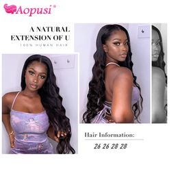 Aopusi Peruvian Body Wave Bundles 100% Human Hair Weave Bundles 1/3/4/ Pcs Remy Hair Human Hair Extensions Double Weft 8-30 Inch