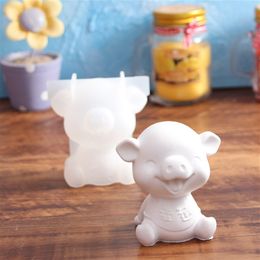 3D Animal Peace Calm Lucky Pig Candle Epoxy Epoxi Mould Aromatherapy Plaster Silicone Mould DIY Crafts Soap Home Decor Decoration