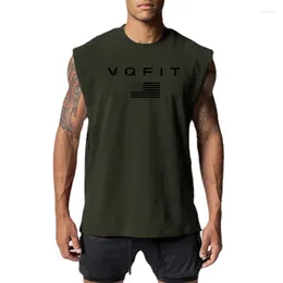 Men's Tank Tops VQFIT American Flag Design Mens Gym Clothing Summer Loose Bodybuilding Fitness Quick Dry Oversized Training Jersey