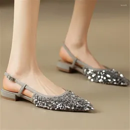 Sandals Fashion Summer Sequin Pointed Toe Slides 3cm Square Low Heels Students Half Slippers Casual Beach Women Outdoor Mules