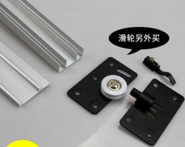 50/60/70cm No grooves aluminum alloy Wardrobe Moving door track Push pull Sliding gate double chute Guide Cabinet Wheel track