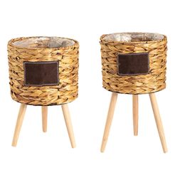 Plant Stand With Removable Legs Woven Plant Basket Handmade Home Ornaments Boho Decor For Indoor Flower Storage Laundry