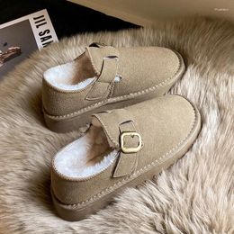 Casual Shoes Warmth Woman Flats Round Toe Female Sneakers Slip-on Loafers Fur Dress Winter Retro English Style Comfort Fashion