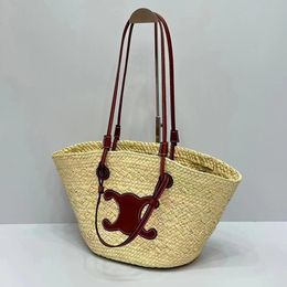 Beach holiday beach straw bag women's spring/summer 2024 new large-capacity Joker basket one-shoulder tote bag