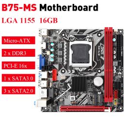 Motherboards B75MS Motherboard 24Pin LGA 1155 MINI ITX 8GB DDR3 Memory Support NVME M.2 WIFI M.2 PCIe 16x B75MS Kit Computer Mainboard