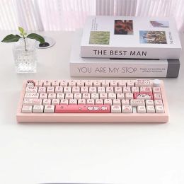 Accessories USLION 146/66 Keys MDA Profile Pink Cat Keycaps For Gaming Mechanical Keyboard Mx Switch PBT Sublimation Customized DIY Key Caps