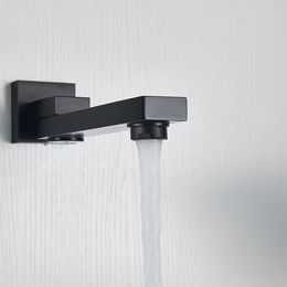 Bathroom Brass Basin Faucet Black Wall Mount Waterfall Faucet Wall Spout Bath With Single Lever Hot And Cold Water Mixer Tap