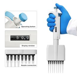 DXY Multichannel Pipette Gun Adjustable Volume 8 Channels Pipettor Lab Equipment Machinical TopPette