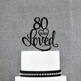 Custom age Happy Birthday Cake Topper ,80 Years Loved Birthday Cake Topper,80th Anniversary Cake Topper Decor Supplies