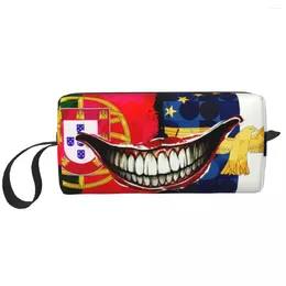 Storage Bags Kawaii Coll Portuguese Smile Travel Toiletry Bag For Women Portugal Flag Cosmetic Makeup Organizer Beauty Dopp Kit