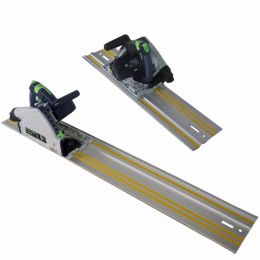 2 Pack Universal Guide Rail Joining Set and Parallel Rail Guide Right-angle Clamp for Track Saw Repeatable Straight/Chamfer Cuts