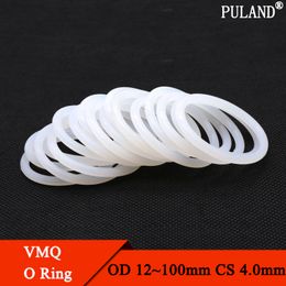 10Pcs White Silicone O Ring Gasket CS 4mm OD 12 ~ 100mm Food Grade Rubber Insulate Round O Shape Seal O-ring Silicone Rings