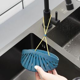 Kitchen Storage Shell Shape Sink Sponge Drain Rack Hanging Basket With Rope Home Soap Shower Tray Accessories White