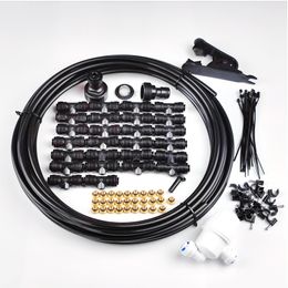 6-18 Meters Hose With Tees and Brass Nozzles DIY Low Pressure Misting Cooling System Water Sprayer Kit For Garden Patio