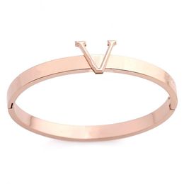 new style titanium steel gold bangle high-quality silver bracelet rose bracelets bangles women luxurious designer gift letter L not fade jewelry