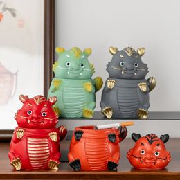 the Year of the Loong decorations mascot ashtray creative personality high sense with cover anti fly ash home living room office gift