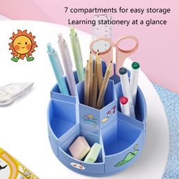 Desktop Organizer Pencil Holders School Supply Organizer for Pen Colored Pencil 7 Compartments Stationary Storage Cases